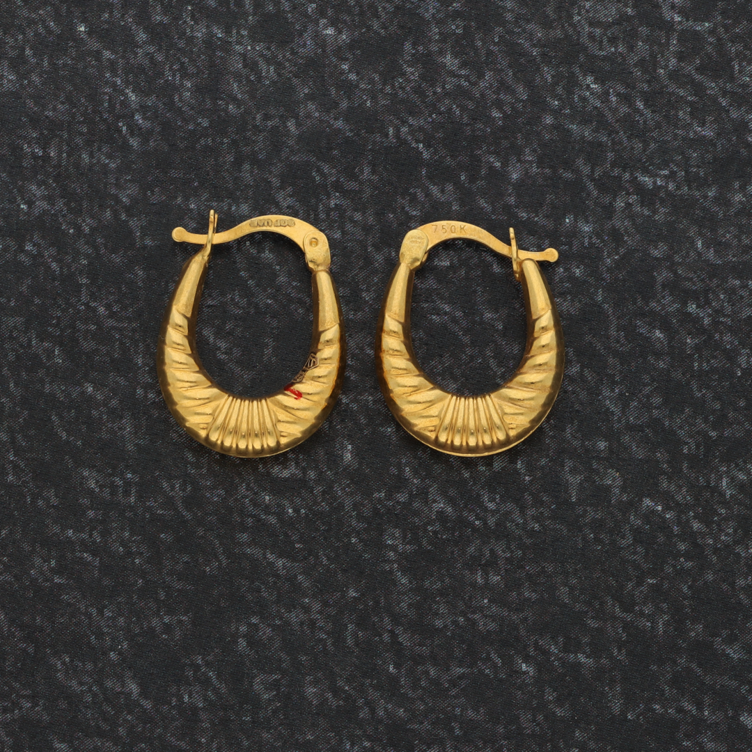 Gold Round Hoop Fashion Earrings 18KT - FKJERN18K9261