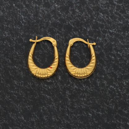 Gold Round Hoop Fashion Earrings 18KT - FKJERN18K9261