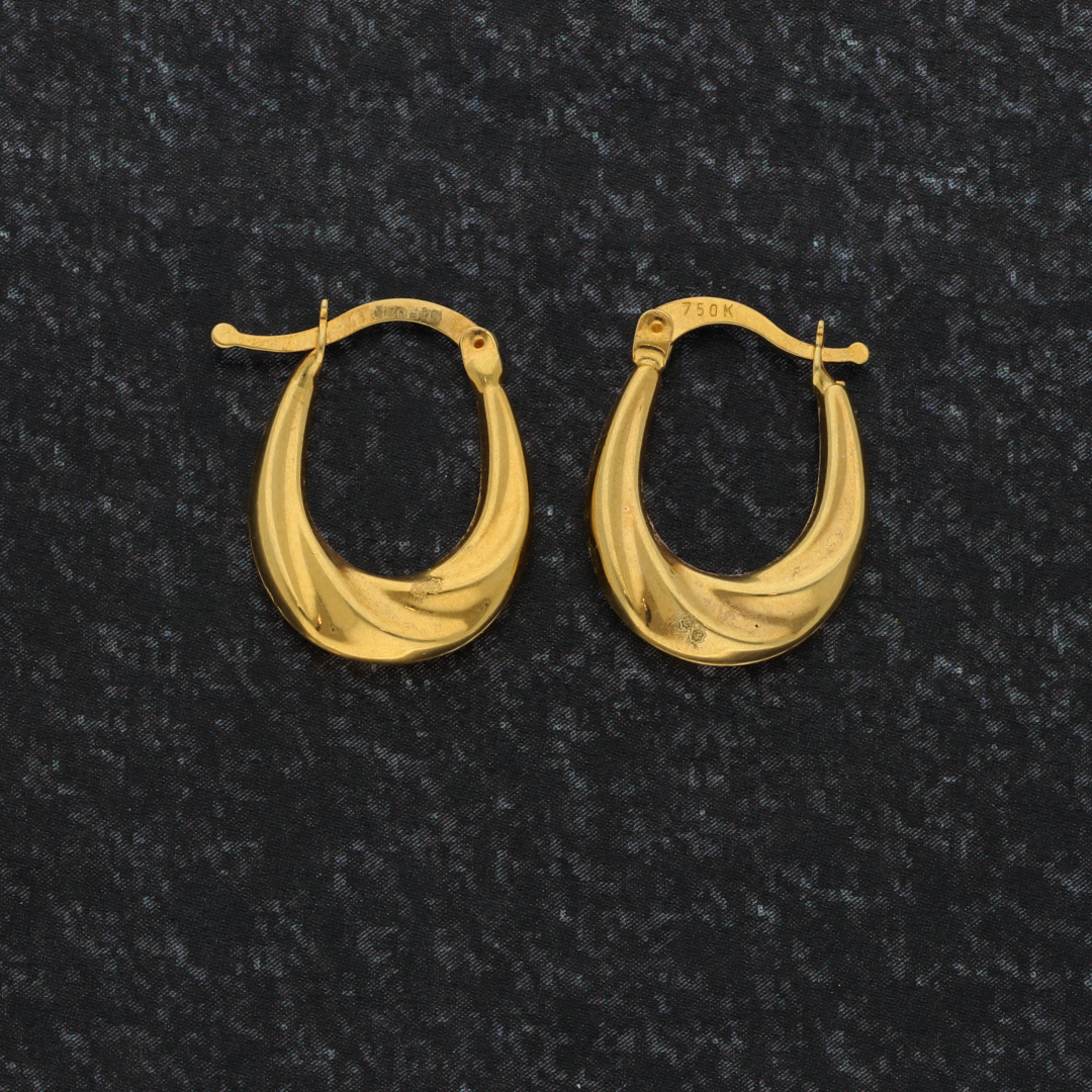 Gold Classic Stud Hoop Round Fashion Earrings 18KT - FKJERN18K9262