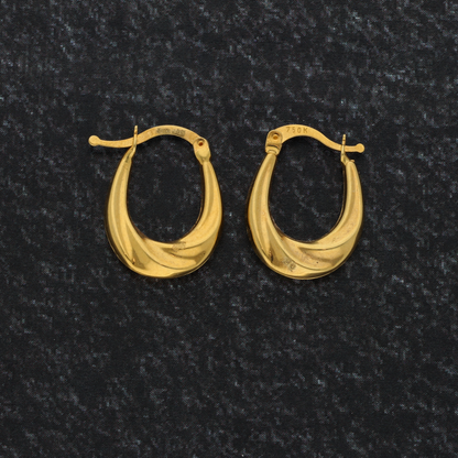 Gold Classic Stud Hoop Round Fashion Earrings 18KT - FKJERN18K9262