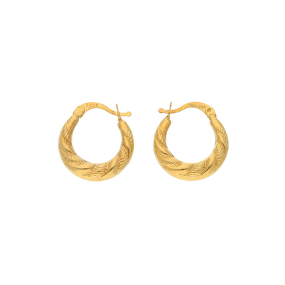 Gold Classic Hoop Round Earrings 18KT - FKJERN18K9263