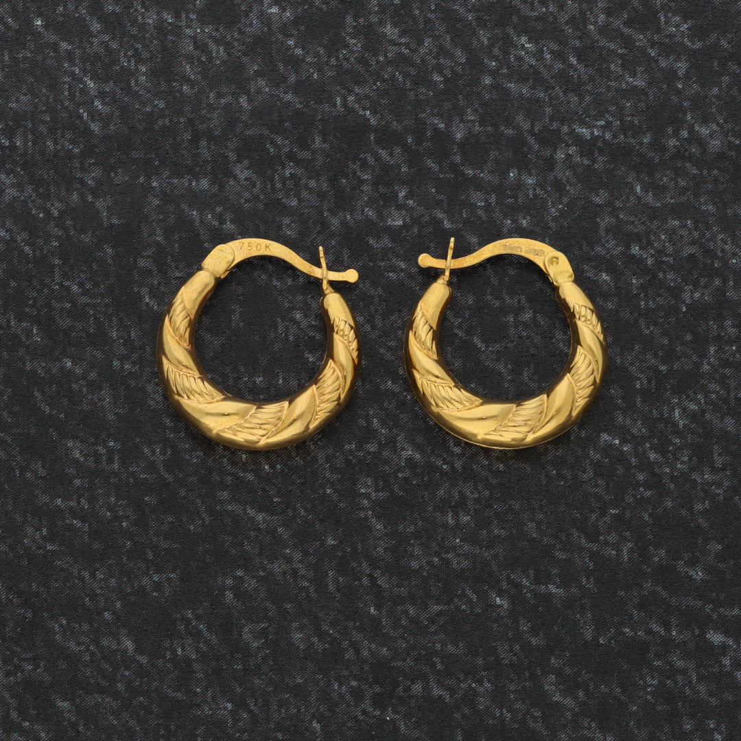 Gold Classic Hoop Round Earrings 18KT - FKJERN18K9263