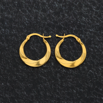 Gold Twist Hoop Round Earrings 18KT - FKJERN18K9265