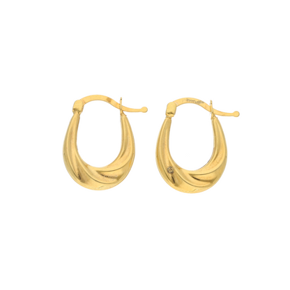 Gold Twist Hoop Oval Earrings 18KT - FKJERN18K9266