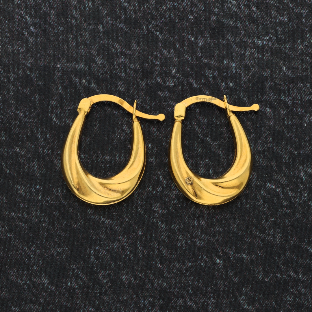 Gold Twist Hoop Oval Earrings 18KT - FKJERN18K9266