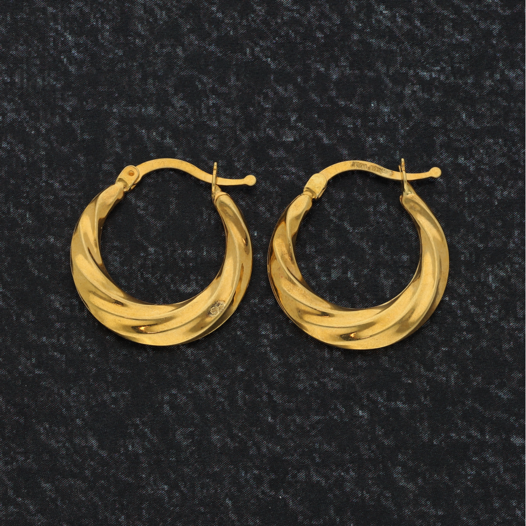 Gold Twist Hoop Earrings 18KT - FKJERN18K9269
