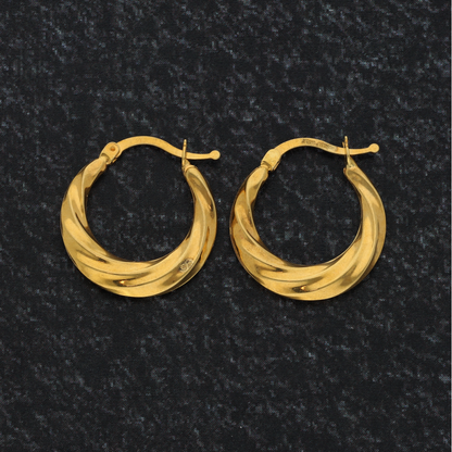 Gold Twist Hoop Earrings 18KT - FKJERN18K9269