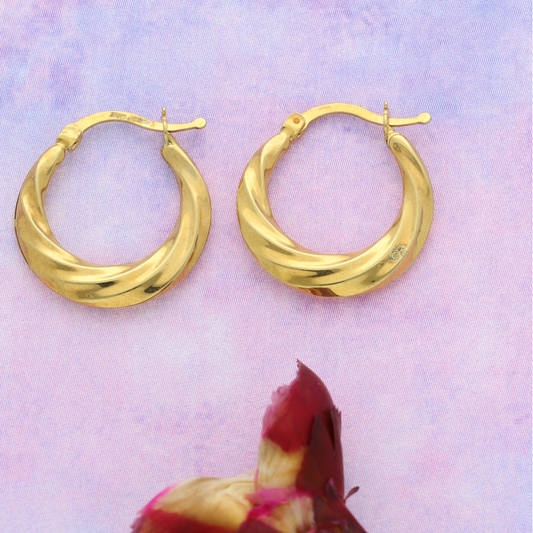 Gold Twist Hoop Earrings 18KT - FKJERN18K9269