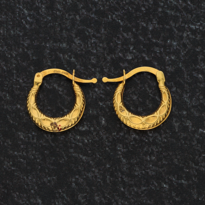 Gold Stud Owl Eye Design Earrings 18KT - FKJERN18K9270