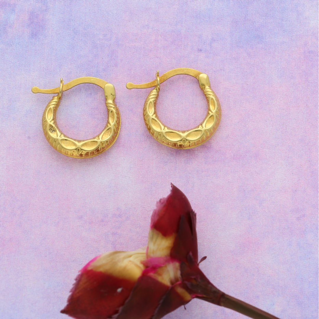Gold Stud Owl Eye Design Earrings 18KT - FKJERN18K9270