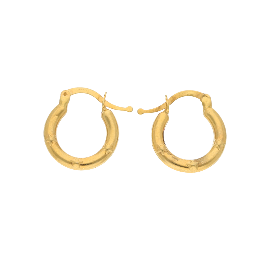Gold Star Design Hoop Earrings 18KT - FKJERN18K9273