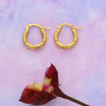 Gold Star Design Hoop Earrings 18KT - FKJERN18K9273