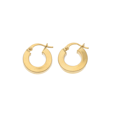 Gold Classic Plain Hoop Round Earrings 18KT - FKJERN18K9276