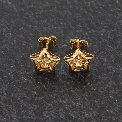 Gold Star Shaped Earrings 18KT - FKJERN18K9280