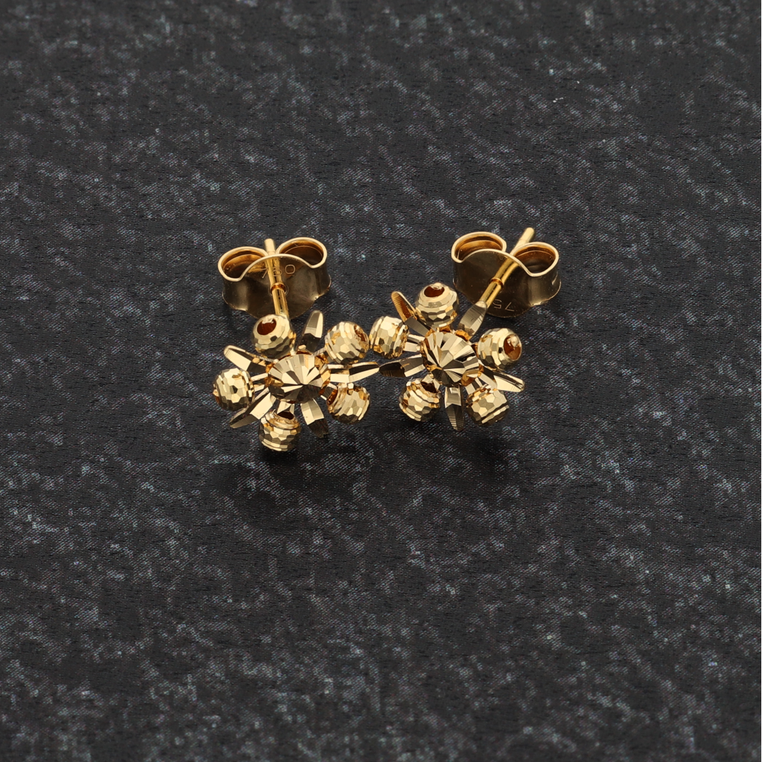 Gold Stud Round Shaped Earrings 18KT - FKJERN18K9282