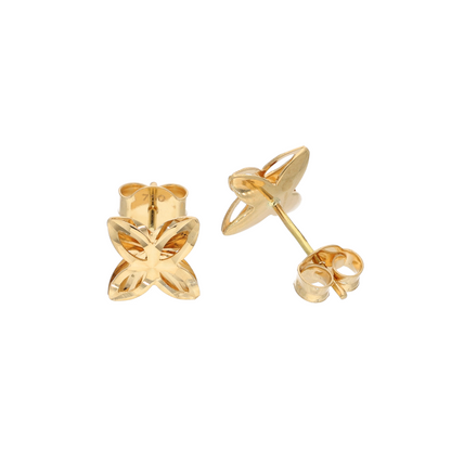 Gold Four Four Leaf Clover Design Earrings 18KT - FKJERN18K9286