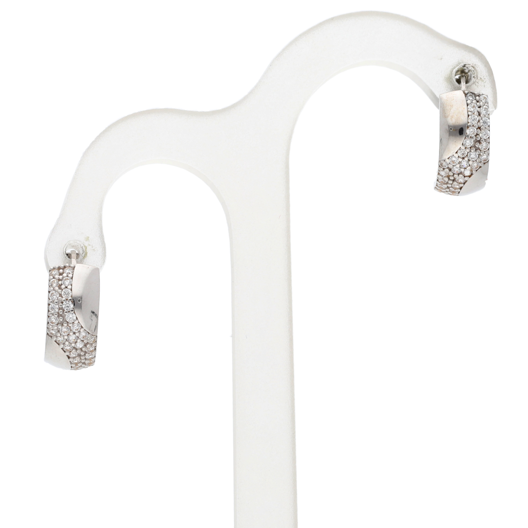 White Gold Classic Design Round Shaped Earring 18KT - FKJERN18K9300