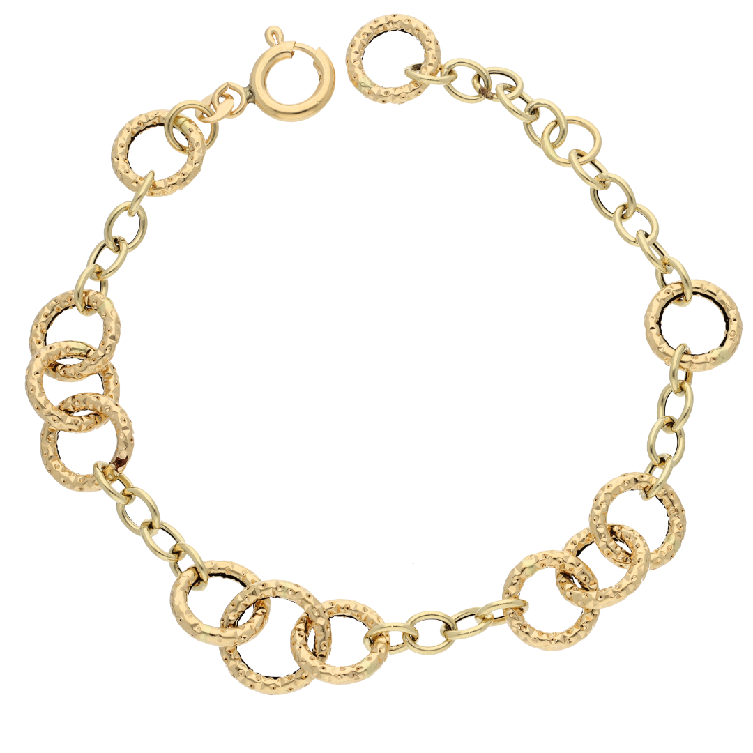 Gold Textured Link Bracelet 18KT - FKJBRL18K9308