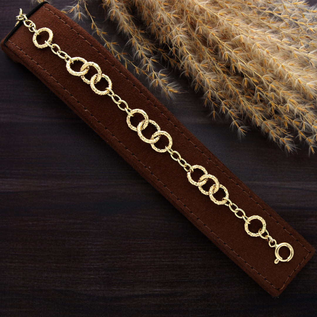 Gold Textured Link Bracelet 18KT - FKJBRL18K9308