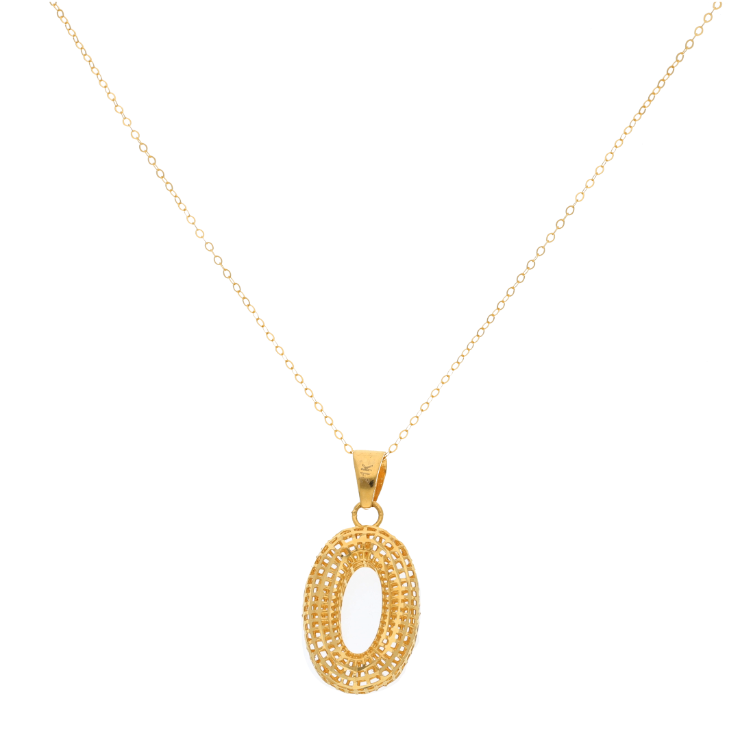 Gold Hallow Oval Shaped Necklace 21KT - FKJNKL21KM9326