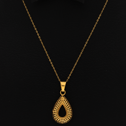 Gold Hallow Drop Shaped Necklace 21KT - FKJNKL21KM9327