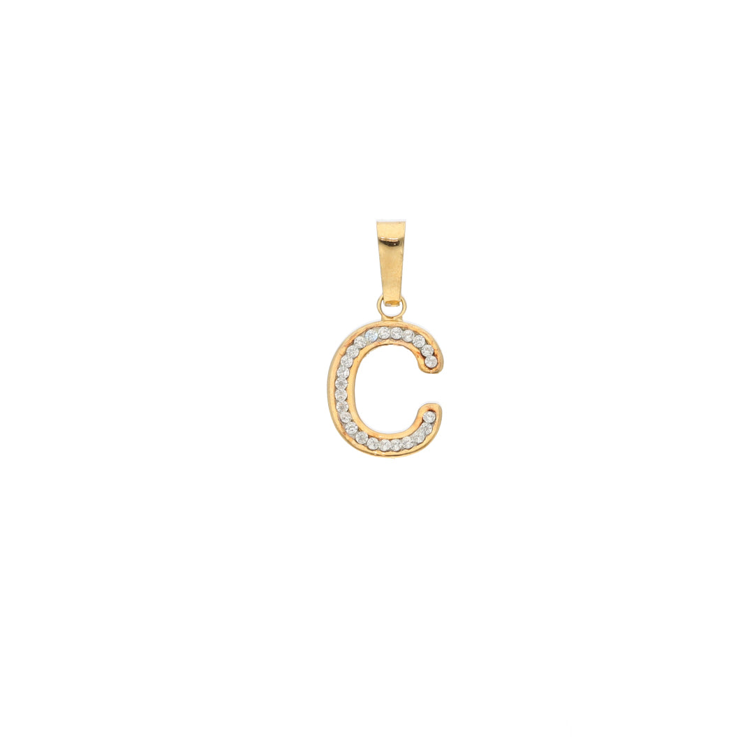 Gold C Shaped Alphabet Letter Pendant 18KT - FKJPND18K9409