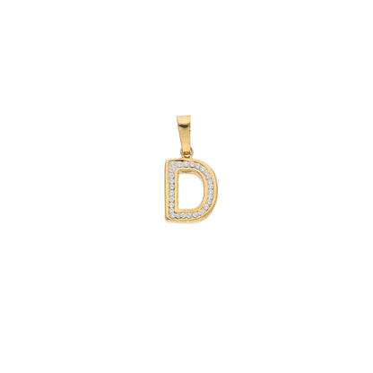 Gold D Shaped Alphabet Letter Pendant 18KT - FKJPND18K9410