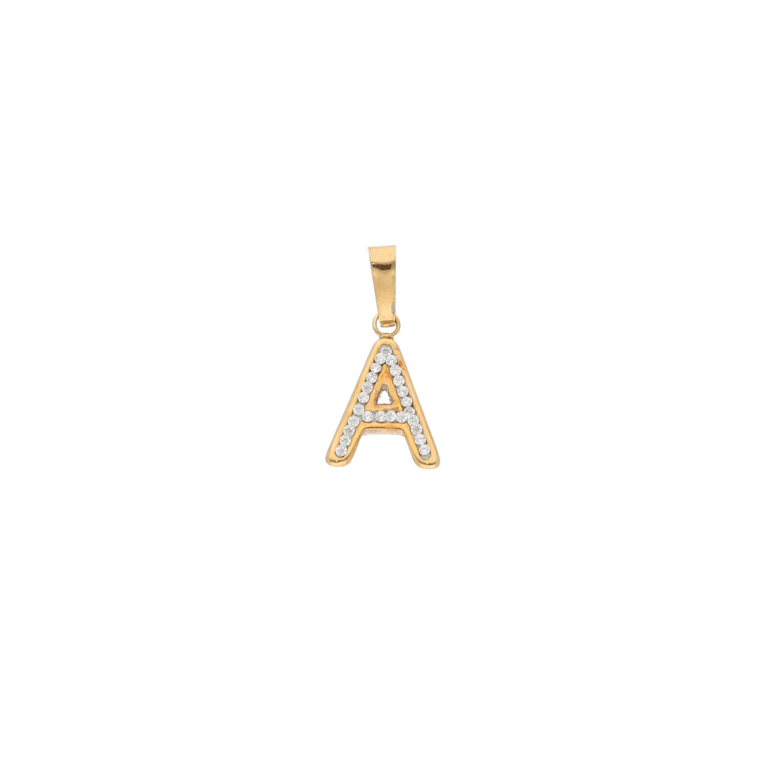 Gold A Shaped Alphabet Letter Pendant 18KT - FKJPND18K9407