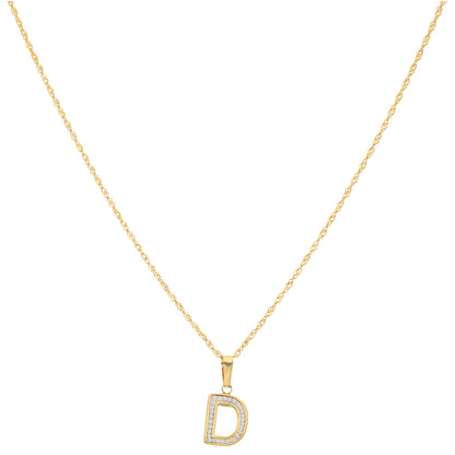 Gold Necklace (Chain with D Shaped Alphabet Letter Pendant) 18KT - FKJNKL18K9410