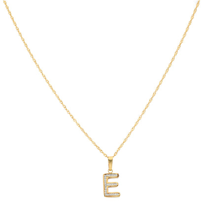 Gold Necklace (Chain with E Shaped Alphabet Letter Pendant) 18KT - FKJNKL18K9411