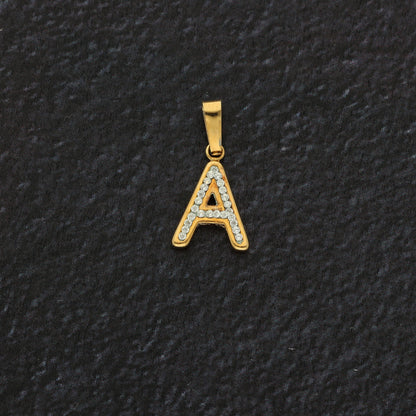 Gold A Shaped Alphabet Letter Pendant 18KT - FKJPND18K9407