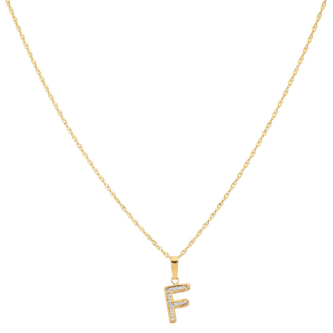 Gold Necklace (Chain with F Shaped Alphabet Letter Pendant) 18KT - FKJNKL18K9412