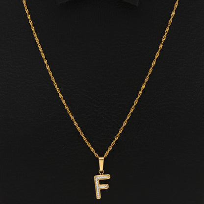 Gold Necklace (Chain with F Shaped Alphabet Letter Pendant) 18KT - FKJNKL18K9412