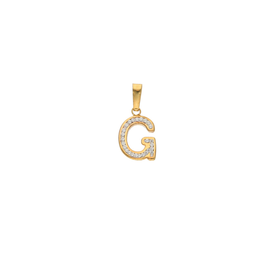 Gold G Shaped Alphabet Letter Pendant 18KT - FKJPND18K9423