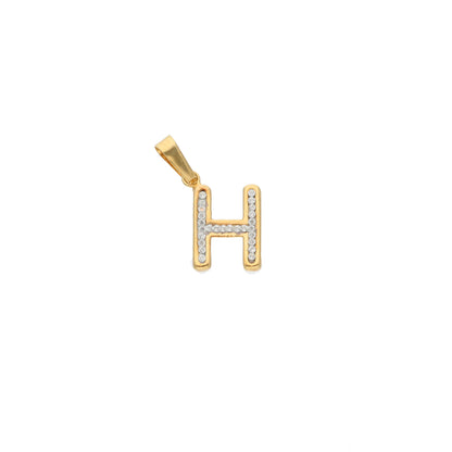 Gold H Shaped Alphabet Letter Pendant 18KT - FKJPND18K9413