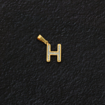 Gold H Shaped Alphabet Letter Pendant 18KT - FKJPND18K9413