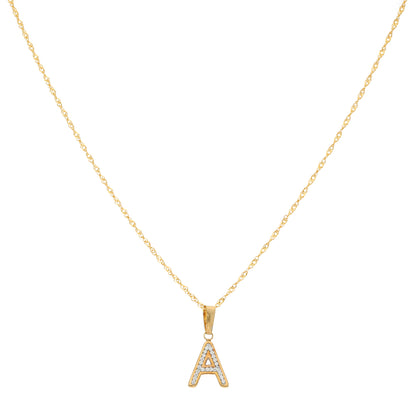 Gold Necklace (Chain with A Shaped Alphabet Letter Pendant) 18KT - FKJNKL18K9407