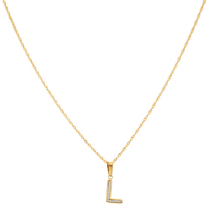 Gold Necklace (Chain with L Shaped Alphabet Letter Pendant) 18KT - FKJNKL18K9417