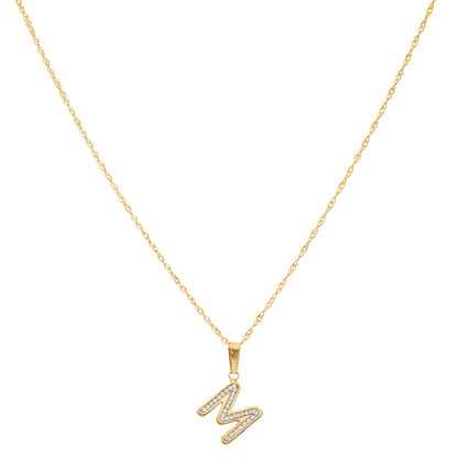 Gold Necklace (Chain with M Shaped Alphabet Letter Pendant) 18KT - FKJNKL18K9418