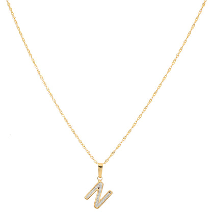 Gold Necklace (Chain with N Shaped Alphabet Letter Pendant) 18KT - FKJNKL18K9419