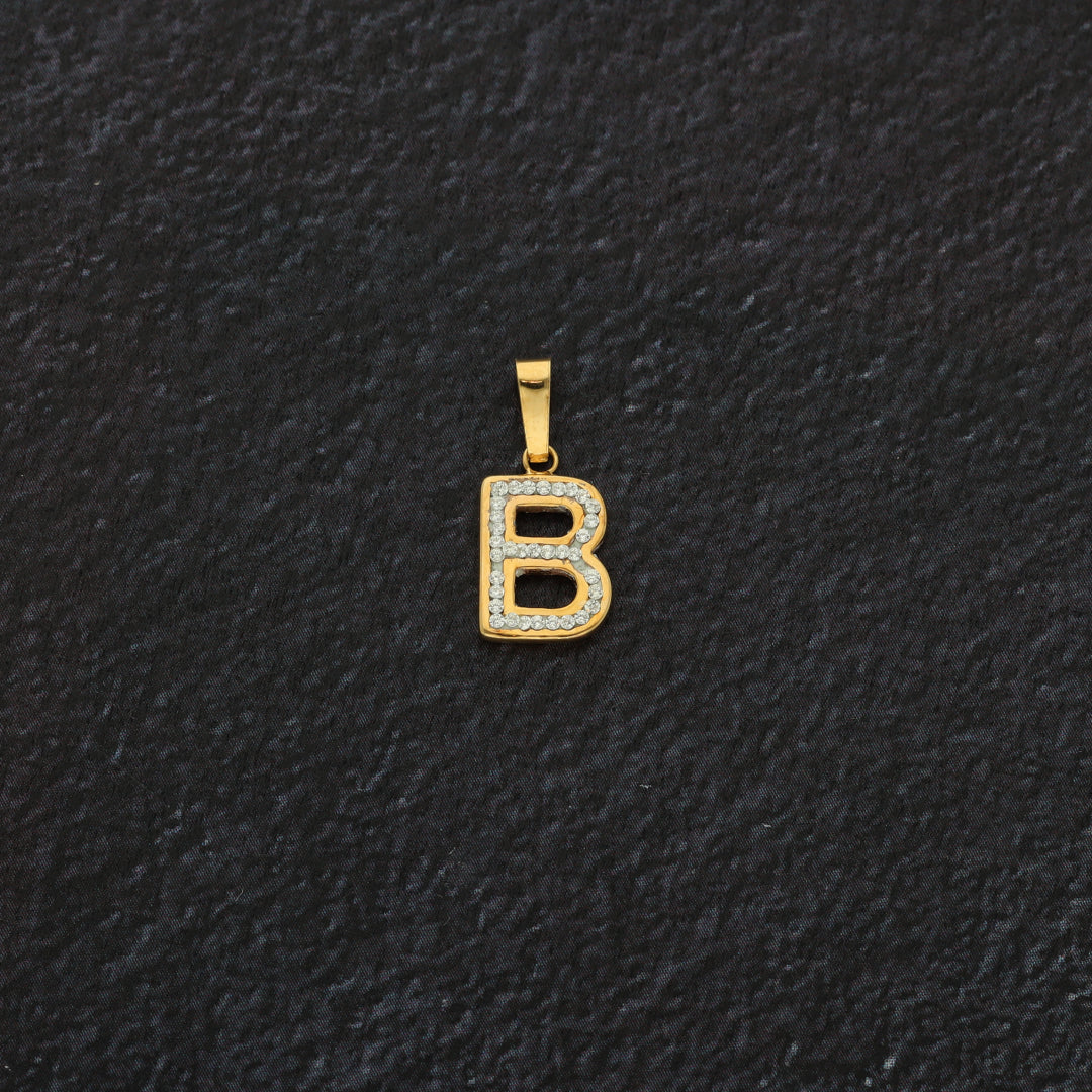 Gold B Shaped Alphabet Letter Pendant 18KT - FKJPND18K9408