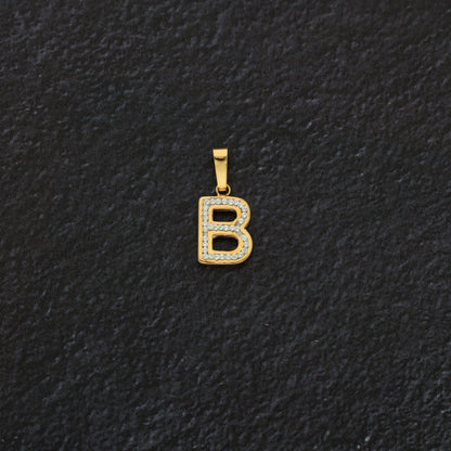 Gold B Shaped Alphabet Letter Pendant 18KT - FKJPND18K9408