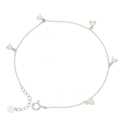 Sterling Silver 925 Classy White Heart Bracelet - FKJBRLSL9348