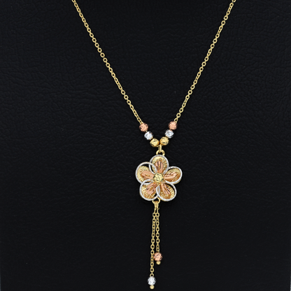 Gold Flower Shaped Necklace 18KT - FKJNKL18K9367
