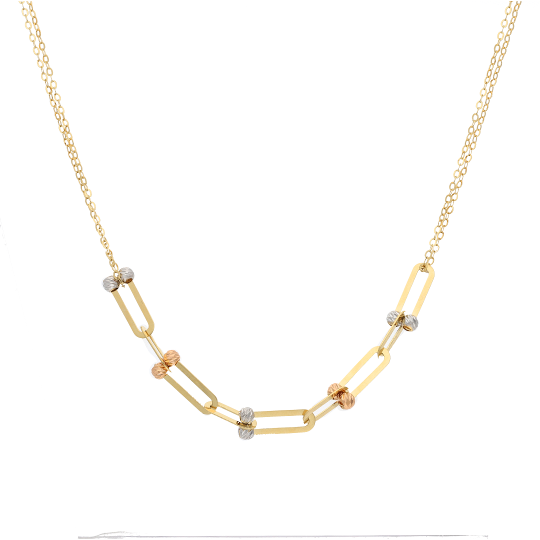 Gold Paper Clip Shaped Necklace 18KT - FKJNKL18K9370