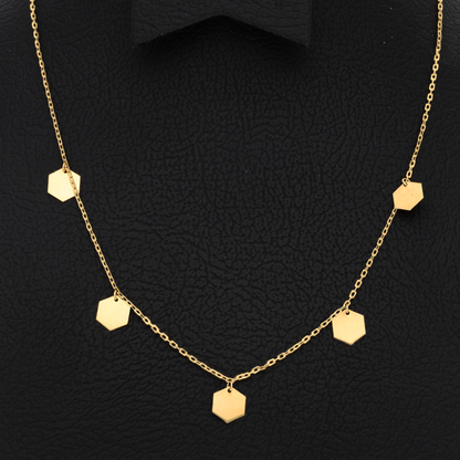 Gold Hexagon Shaped Necklace 18KT - FKJNKL18K9363