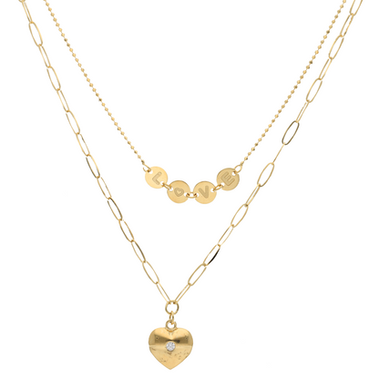 Gold Heart Shaped with Love Necklace 18KT - FKJNKL18K9364