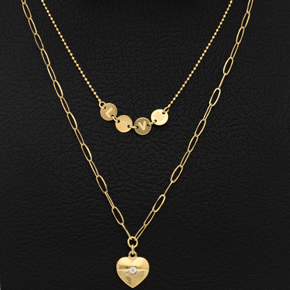 Gold Heart Shaped with Love Necklace 18KT - FKJNKL18K9364