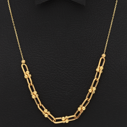 Gold Paper Clip Shaped Necklace 18KT - FKJNKL18K9366