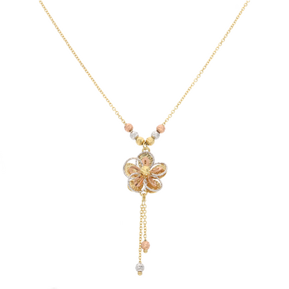 Gold Flower Shaped Necklace 18KT - FKJNKL18K9367